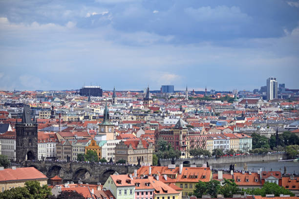 istock Prague Vltava riverside cityscape Czech Republic 1300790032