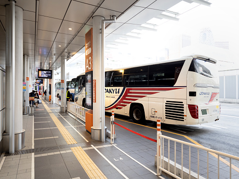 Shinjuku Expressway Bus Terminal in Tokyo. Taken in October 2020 in Shinjuku-ku, Tokyo.