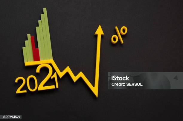 Economic Recovery After The Crisis Economic Growth Concept Histogram Of The Economy With An Upward Arrow Stock Photo - Download Image Now