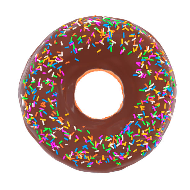 istock Glazed donut with sprinkles on a white background front view 1300793759