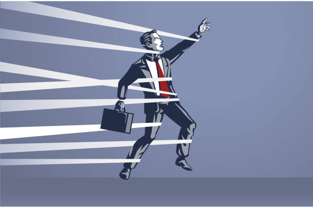 istock Businessman Trapped and Unable to Move Freely Blue Collar Illustration Concept 1300795763