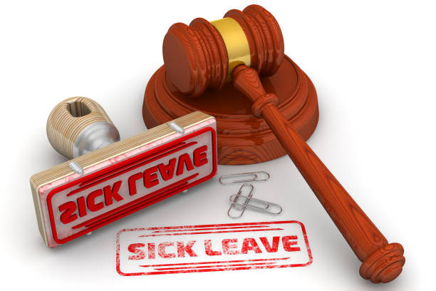 istock Sick leave. The stamp and an imprint 1300796229