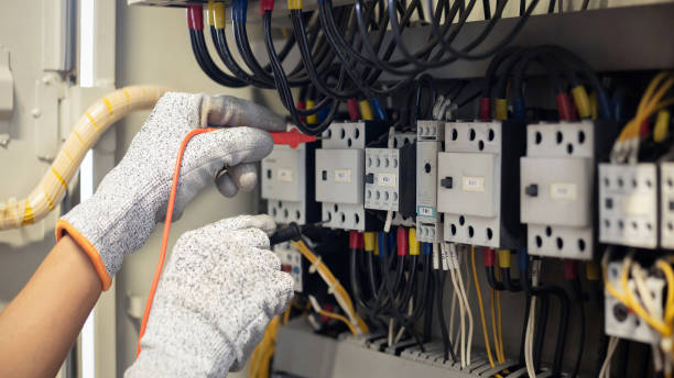 istock Electrician engineer uses a multimeter to test the electrical installation and power line current in an electrical system control cabinet. 1300797293