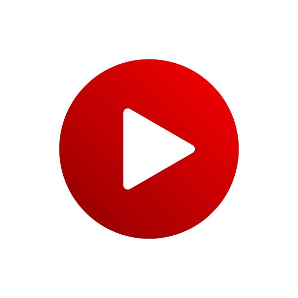 red icons Red play button flat vector icon. youtube stock illustrations