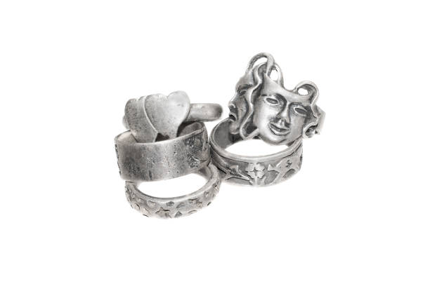 istock old silver rings on a white isolated background 1300800674
