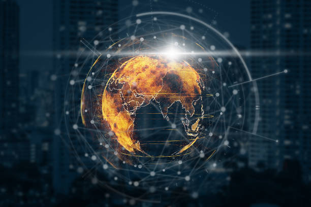istock particle earth with technology network circle over the photo blurred of cityscape background, technology and innovation, futuristic and cloud computing, internet of thing and 3d rendering,concept 1300802483