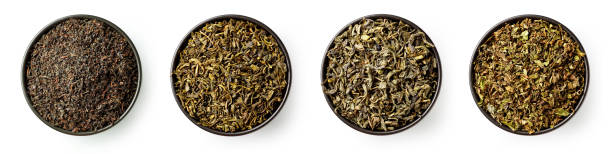 istock Various teas in bowl isolated on white; from above 1300802737