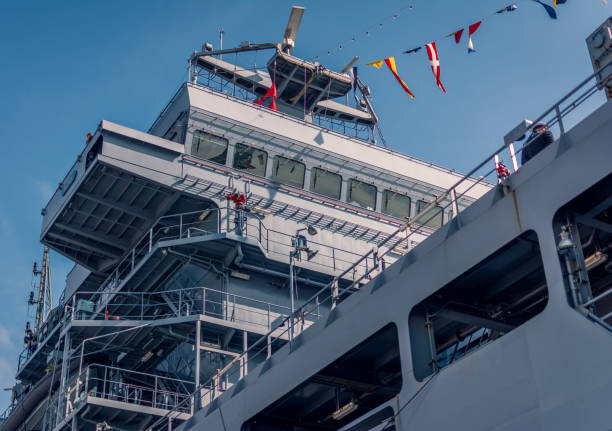 istock The bridge of navy military ship 1300805123