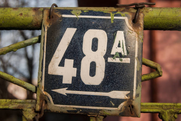 istock Weathered enameled plate number 48 A 1300805991