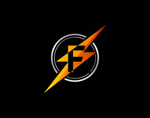 ilustraciones, imágenes clip art, dibujos animados e iconos de stock de flash f letter logo vector. - letter f flash