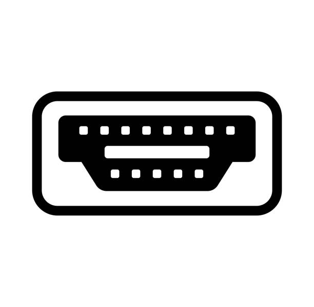 ilustrações de stock, clip art, desenhos animados e ícones de hdmi cable plug vector icon illustration - cable audio equipment electric plug computer cable