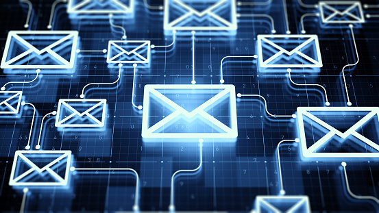 E-mail network, social media concept