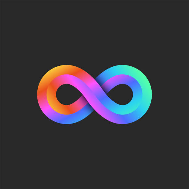 Infinity logo 3d geometric shape, bright gradient endless loop tech symbol. Infinity logo 3d geometric shape, bright gradient endless loop tech symbol. infinity stock illustrations