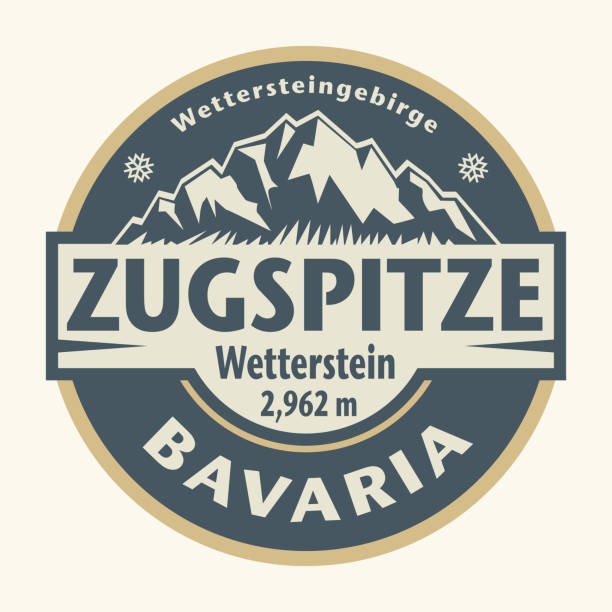 독일 바이에른 주슈슈피체(zugspitze) 마을의 이름이 새겨진 엠블럼 - bayern stock illustrations
