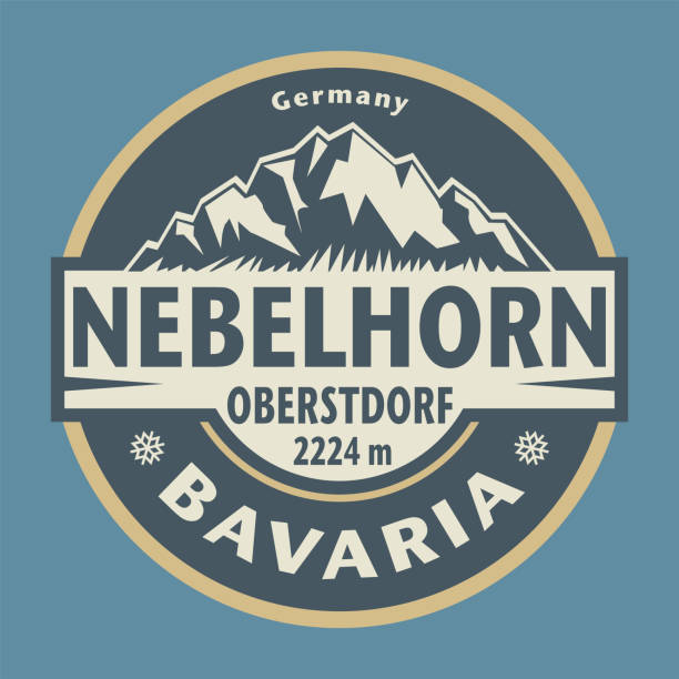 ilustrações, clipart, desenhos animados e ícones de emblema com o nome da cidade nebelhorn â oberstdorf, baviera, alemanha - oberstdorf