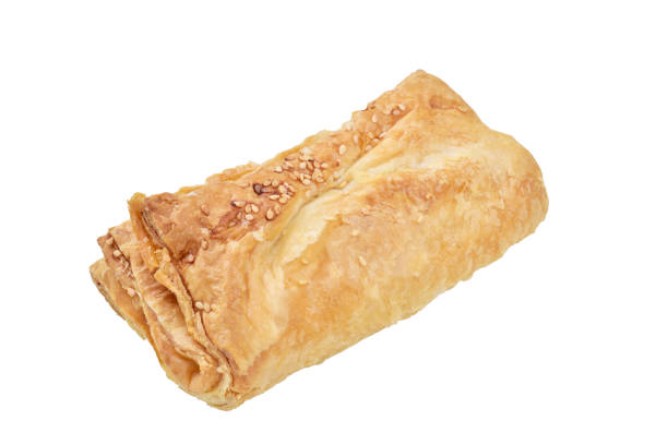 Puff pastry isolated on white background with clipping path, puff patty
