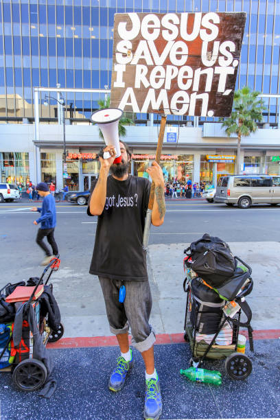 un fan di gesù che invoca la hollywood walk of fame negli stati uniti - cerimonia degli oscar foto e immagini stock