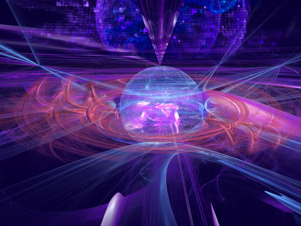 istock Abstract futuristic composition in perspective - Energy flows in digital space. 1300825938