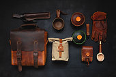leather handmade bag and traveler equipment