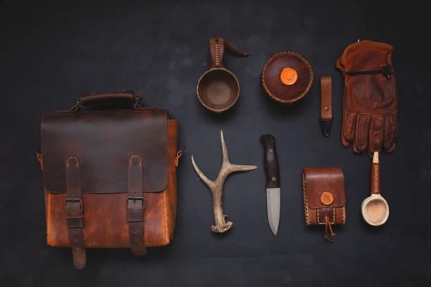 istock leather handmade bag and traveler equipment 1300826969
