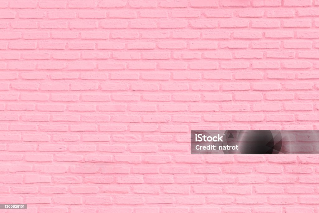 Pastel pink brick wall texture background Pink Color Stock Photo