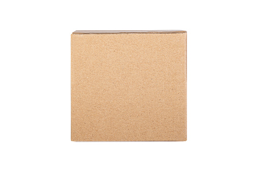Brown cardboard box isolated on white with clipping