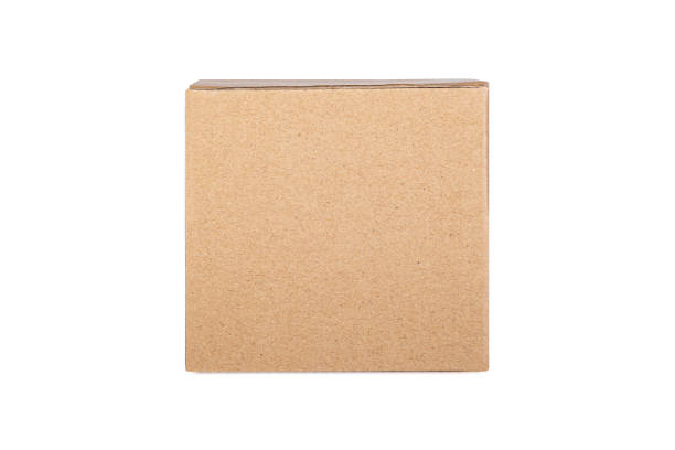 brown cardboard box isolated on white with clipping - cardboard box imagens e fotografias de stock