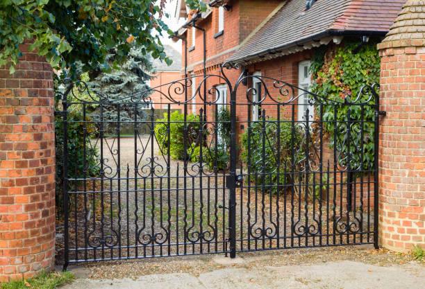 istock Iron security gates to a home, UK 1300829340