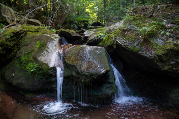 istock A small double waterfall deep in the woods 1300829660