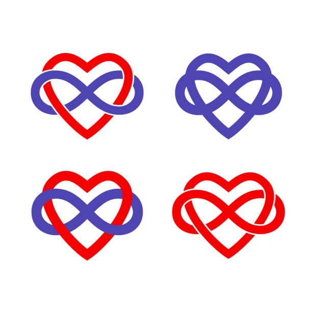 Polyamory Concept Sign Banner. Vector Infinity Heart Shape Isolated Polyamory Concept Sign Banner. Vector Infinity Heart Shape Isolated polygamy stock illustrations