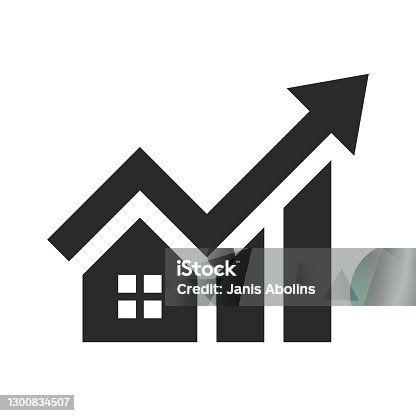 istock House investment growth icon. Real estate. Property value. 1300834507