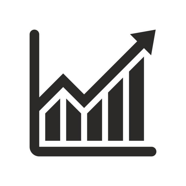 ilustraciones, imágenes clip art, dibujos animados e iconos de stock de icono de gráfico en crecimiento. gráfico de barras. infografía. - moving up prosperity growth arrow sign
