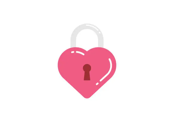 Vector illustration of Heart lock