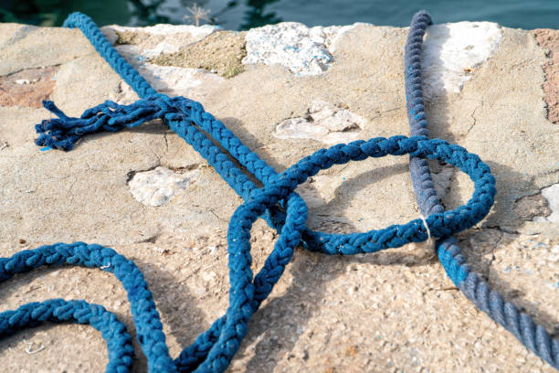 istock A blue nautical rope along the quayside. Central Focus. 1300838104