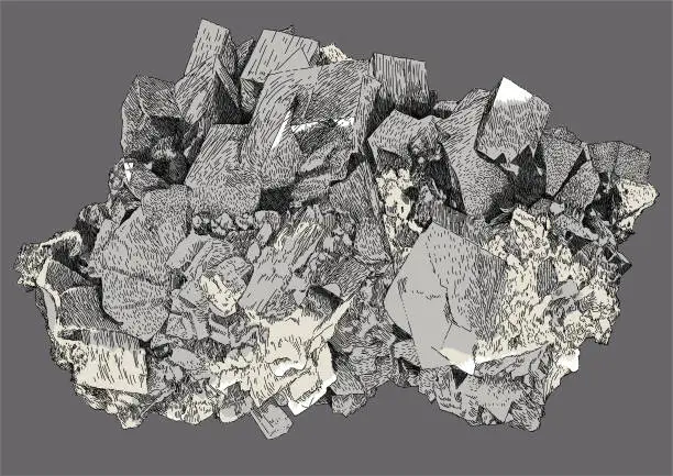 Vector illustration of Dolomite Mineral. Gemstone, Christal