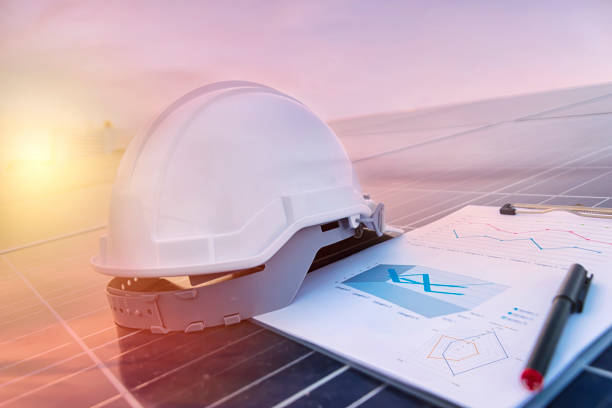 istock Working solar station photovoltaic panels,Science solar energy,engineer working on checking and maintenance equipment 1300840004