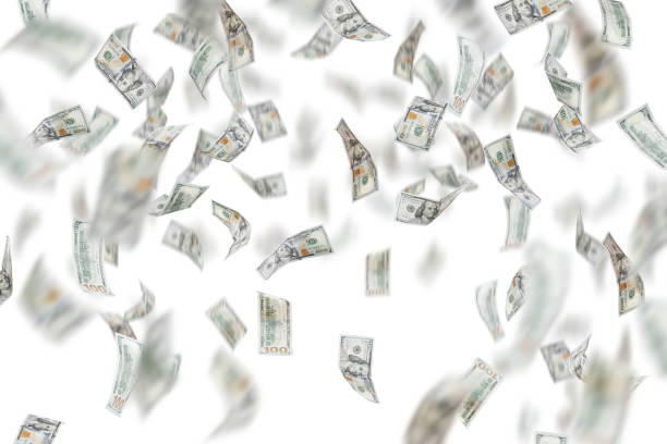 istock One hundred dollar bills are falling. Isolated on a light background. A blank for using money concepts. 1300843958