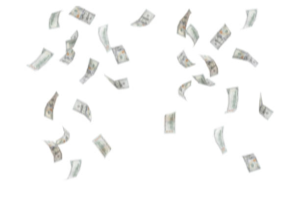 istock One hundred dollar bills are falling. Isolated on a light background. A blank for using money concepts. 1300843960