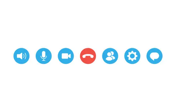 Vector illustration of Video Call Icon Set. Video Chat Conference. Button collection. Vector illustration
