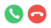istock Call Icons. Phone Dial Symbols. Answer and Decline. Green and Red. Yes and No. Vector illustration 1300845649