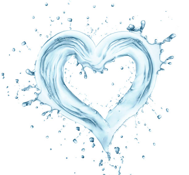 istock Heart from water splash with bubbles, love simbol. isolated on white background 1300848351
