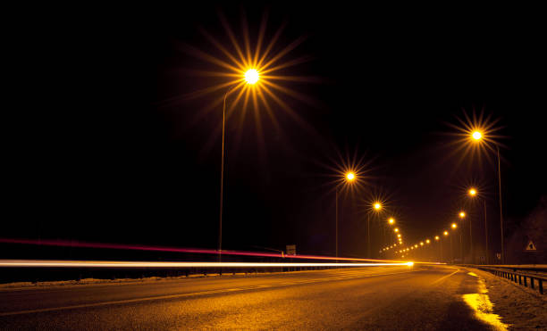istock Night free highway outside the city. Top view. 1300848353