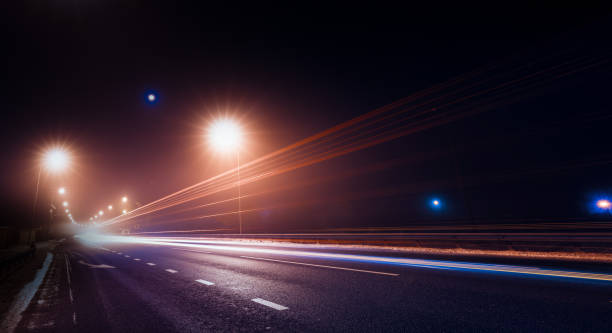 istock Night free highway outside the city. Top view. 1300848366