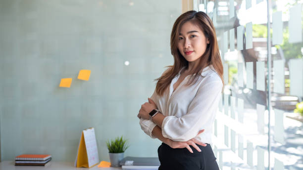 istock Image of asian businesswoman confident in work, be creative in office work. 1300848607