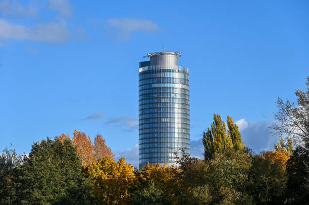 istock The Business tower in Nuremberg with colourful autumn trees 1300849914