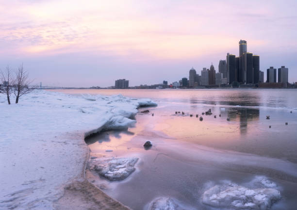 istock Detroit Skyline - Winter Scene 1300851940