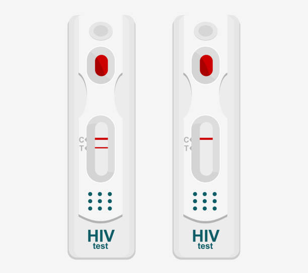 illustrations, cliparts, dessins animés et icônes de ensemble de tests express pour le vih et le sida, avec un résultat positif et négatif. - test du sida