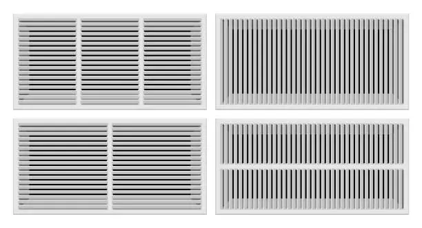 Vector illustration of Bathroom ventilation grilles set vector illustration