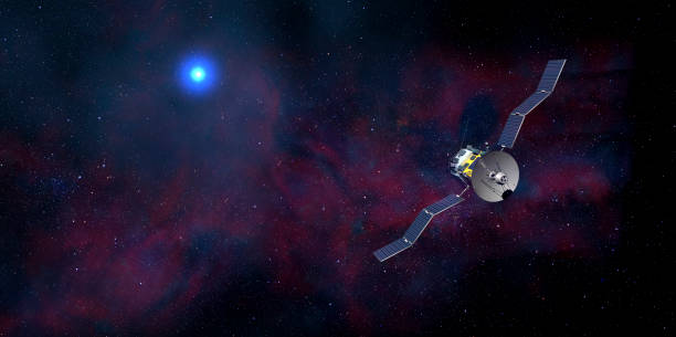 istock A lone satellite flies through deep space in the universe - 3d illustration 1300854435