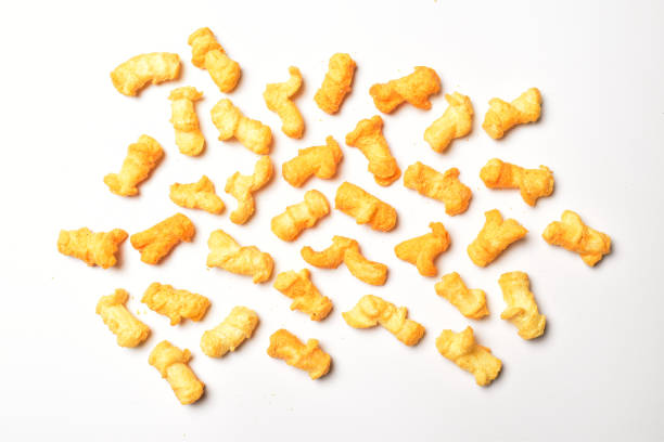 istock Cheese corn puffs isolated on white background, crunchy corn puff snack 1300856101